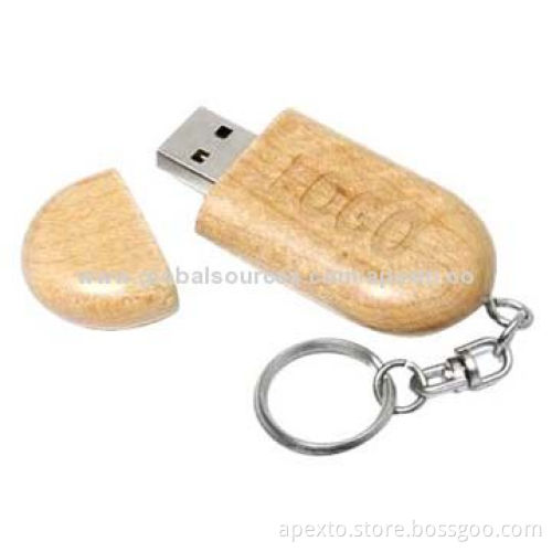 Wood USB Flash Drive with 512MB to 16GB Memory Capacity Range and 10-year Data Retention
